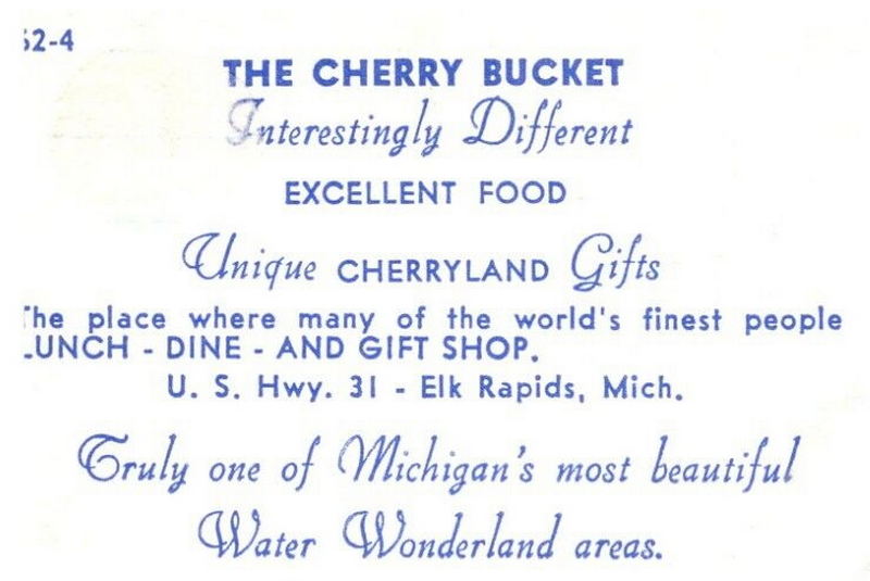 Cherry Bucket (Elk Harbor Restaurant) - Vintage Postcard